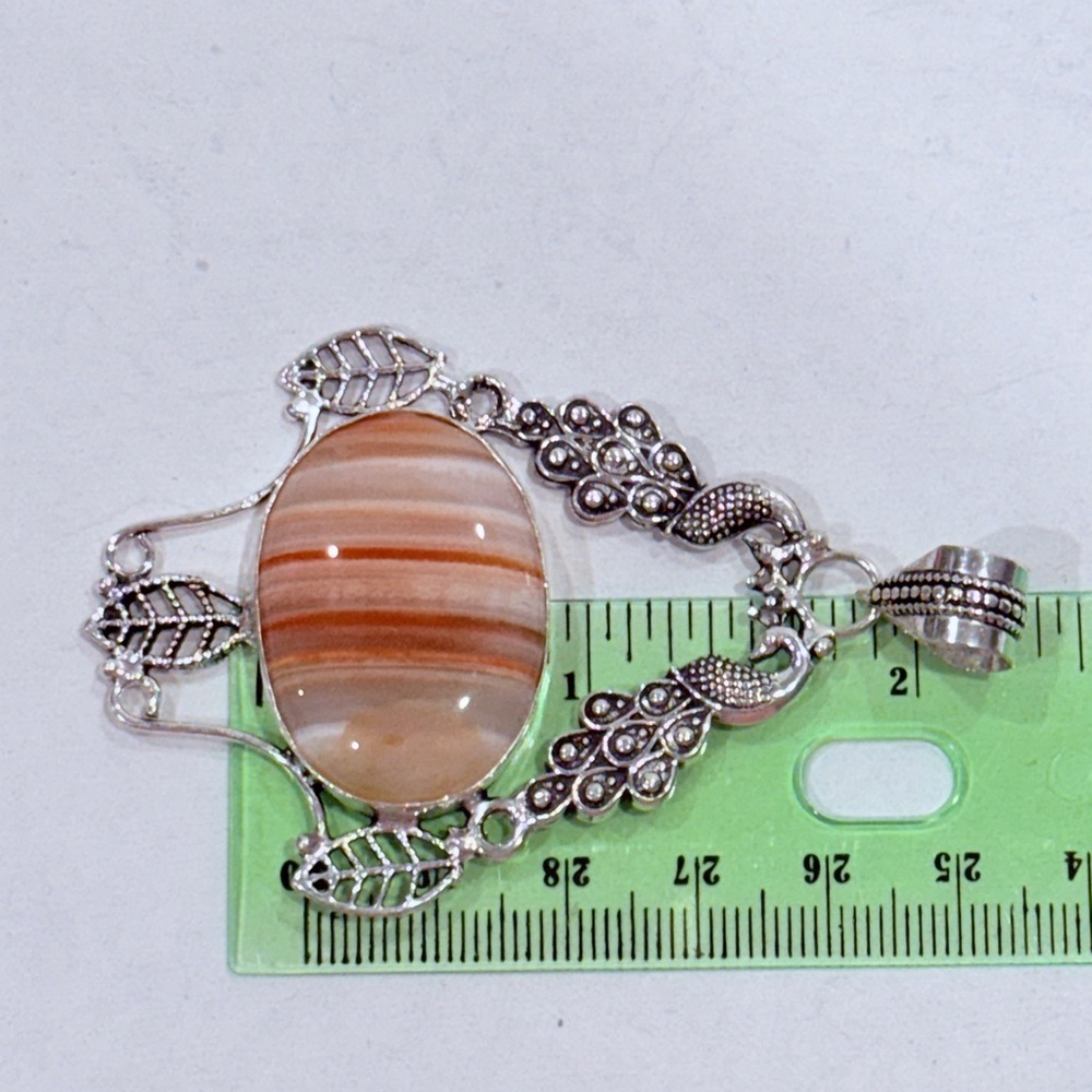 🆕 Natural Botswana Agate Gemstone Big Pendant In Sterling Silver 🆕 - Picture 5 of 11